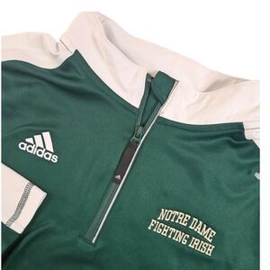 Adidas Notre Dame Fighting Irish Green White Quarter Zip Pullover Mens XL
